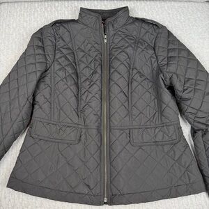 Talbots Petites Quilted Black Women's Zip-Front Jacket LP
